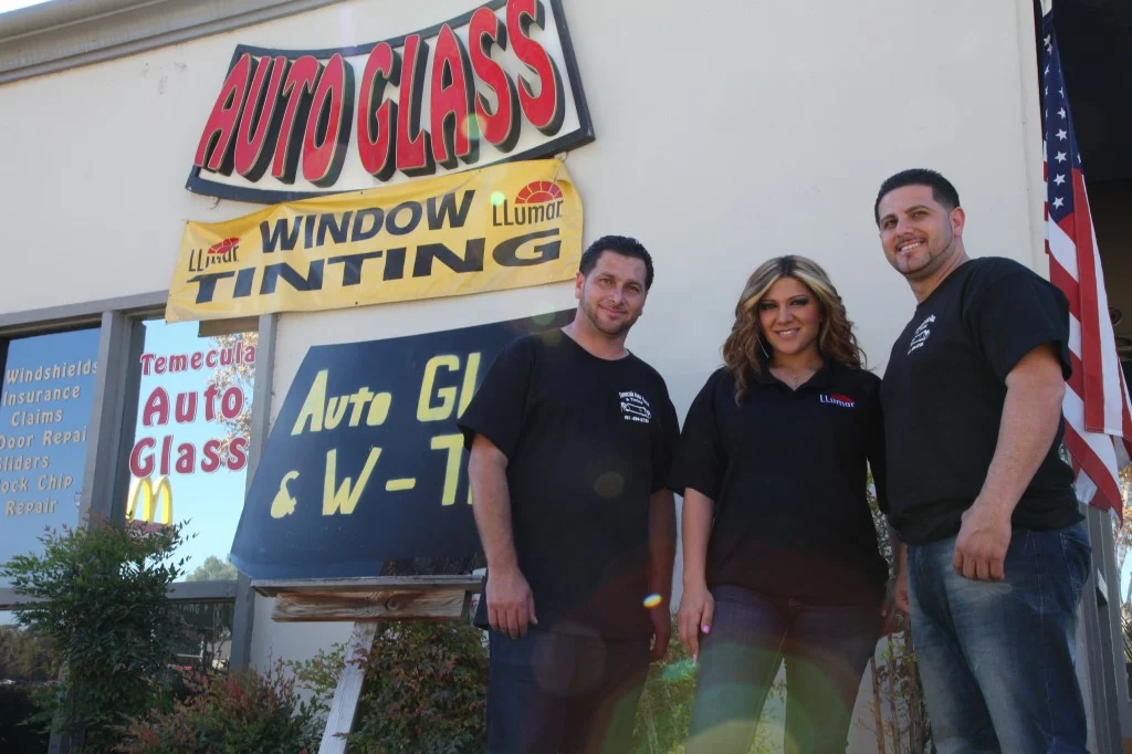 Some of the Temecula Auto Glass Team standing in front of the shop